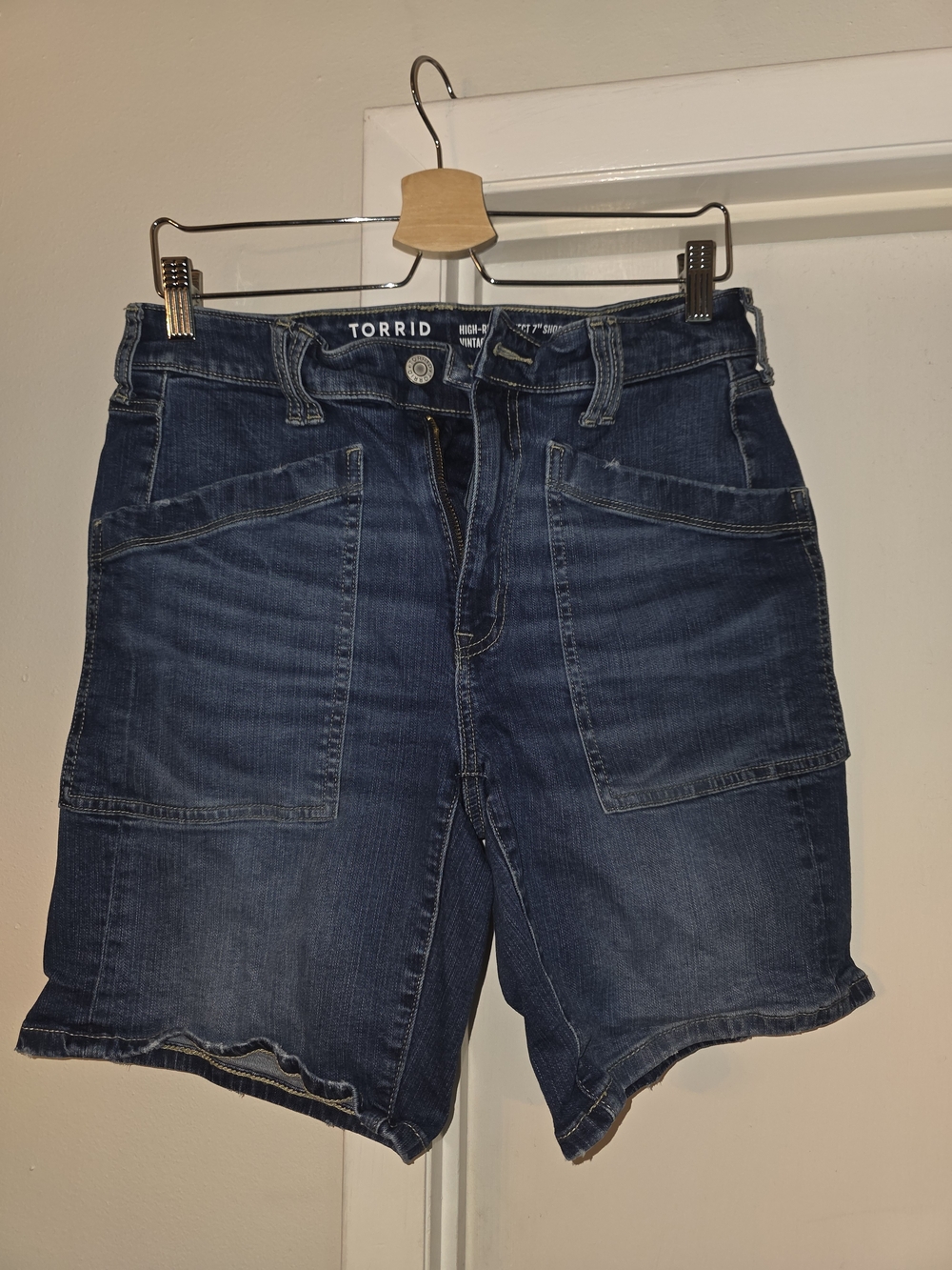 torrid Women's Dark Blue Denim Carpenter Shorts